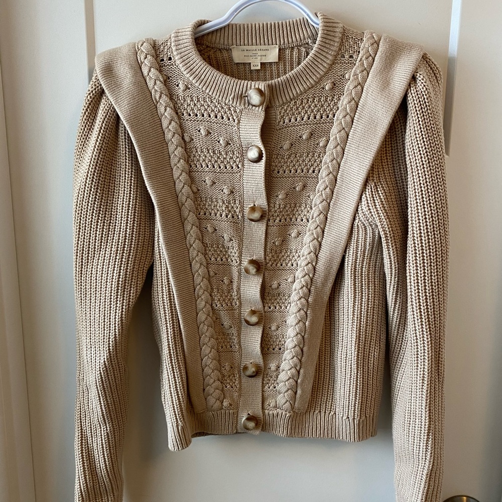 Sezane beige cardigan size XXS. Like new.